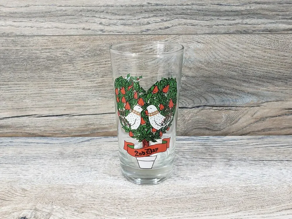 Indiana Glass Vintage 12 Days of Christmas Beverage Glass Day 2
